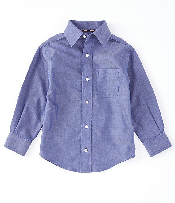 Class Club Little Boys 2T-7 Long-Sleeve Non-Iron Denim Texture Dress Shirt