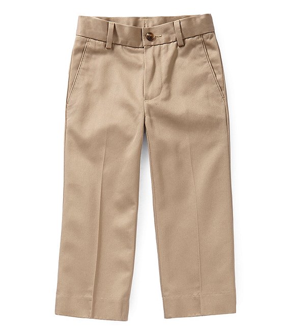 Color:Khaki - Image 1 - Little Boys 3T-7 Flat-Front Twill Pants