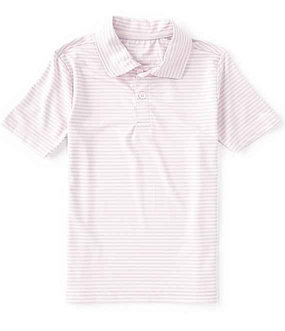 Color:Candy Pink - Image 1 - Little Boys 2T-7 Feeder Stripe Short Sleeve Synthetic Polo