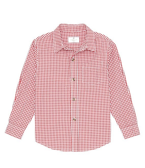 Class Club Little Boys 2T-7 Long Sleeve Gingham Button-Up Sport Shirt ...