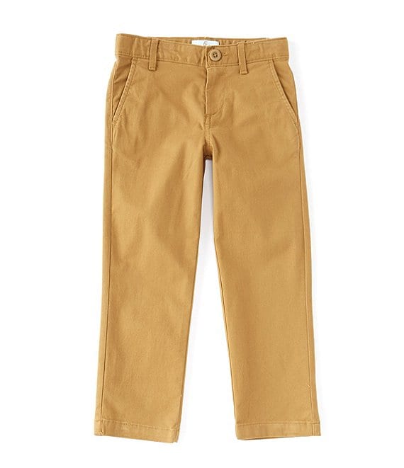 Color:British Khaki - Image 1 - Little Boys 2T-7 Modern-Fit Flat-Front Stretch Twill Pants