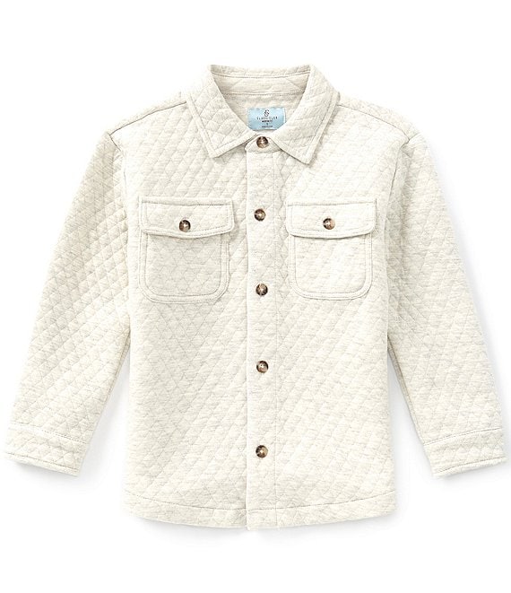 Class Club Little Boys Knit Quilted Button Front Long Sleeve Shacket