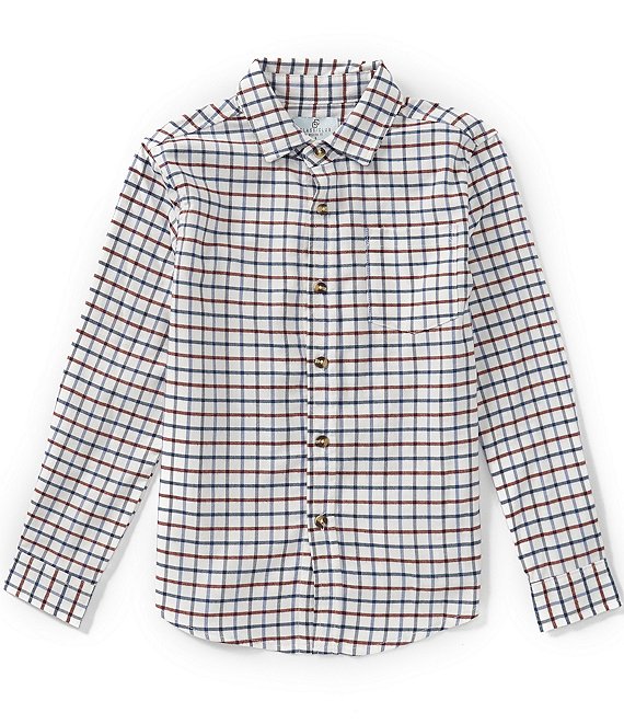 Class Club Little Boys Long Sleeve Button Front Grid Sportshirt