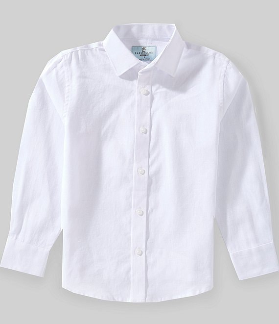 Class Club Little Boys Solid Linen Long Sleeve Button Down Shirt