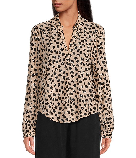 Cloth & Stone Woven Split Neck Long Sleeve Shirttail Blouse | Dillard's