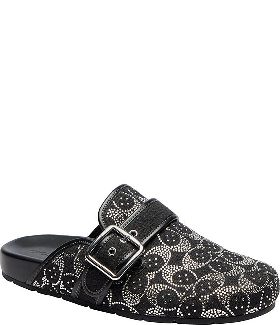 COACH Archival Buckle Crystal Signature Denim Clogs