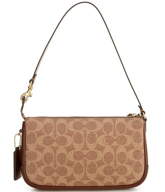 COACH Signature Coated Convertible Wristlet Shoulder Handle Bag