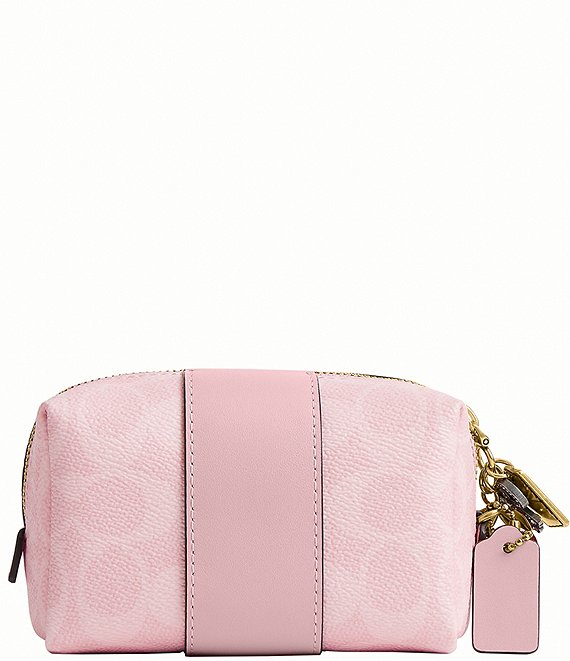 COACH Essential Signature Canvas Mini Cosmetic Cherry Charm Pouch