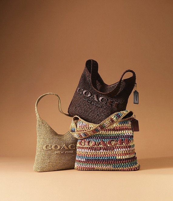 COACH Brooklyn 28 Straw Shoulder Bag | Dillard's