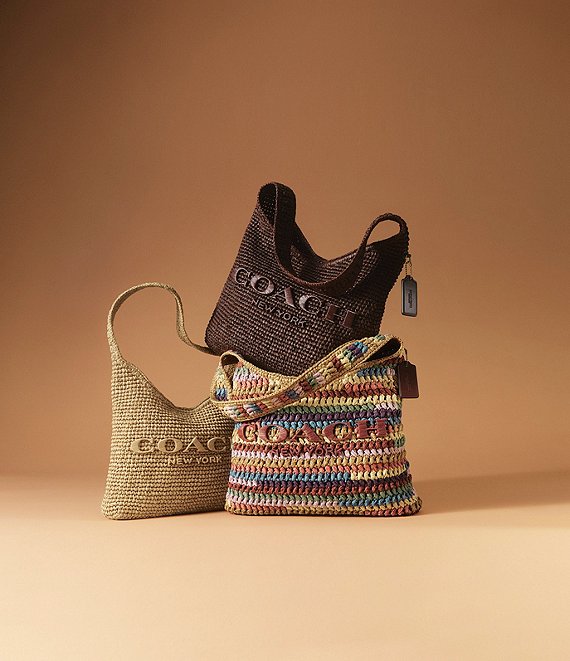COACH Brooklyn 34 Straw Shoulder Bag | Dillard's