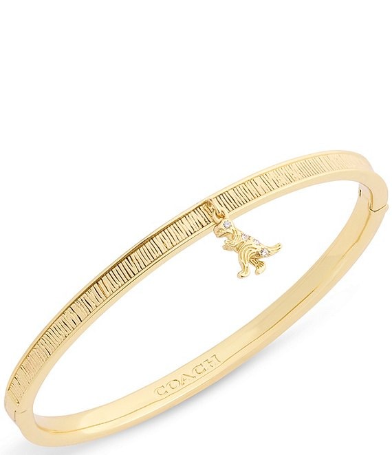 COACH Brushed Signature Rexy Charm Bangle Bracelet | Dillard's