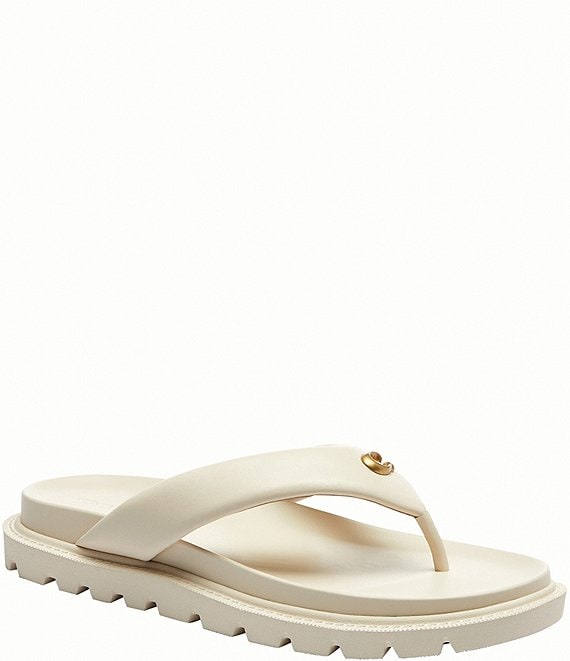COACH Brynn Leather Thong Sandals