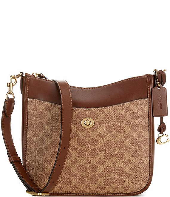 Coach Chaise Signature Canvas Sling Crossbody Womens Tan Brown