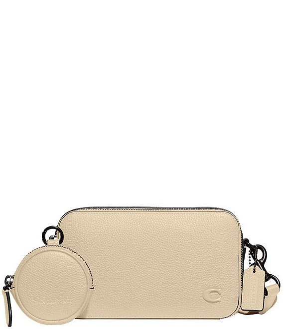 COACH Charter Polished Pebble Leather Slim Crossbody Bag, Ivory - Image 1