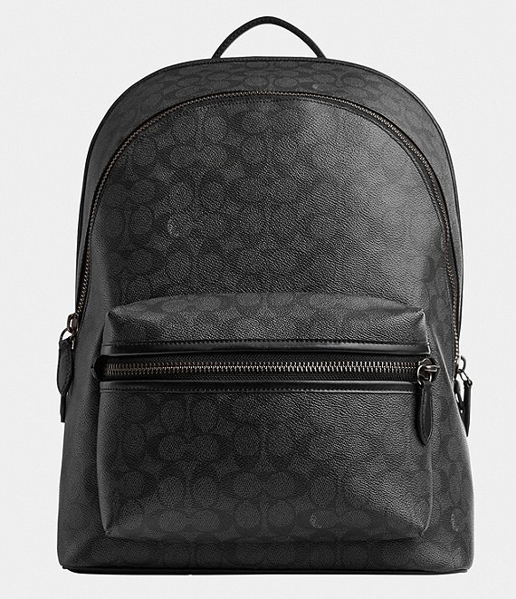 COACH Charter Signature Coated Canvas/Refined Calfskin Leather Backpack ...