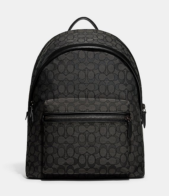 COACH Charter Signature Jacquard/Refined Calfskin Leather Backpack ...