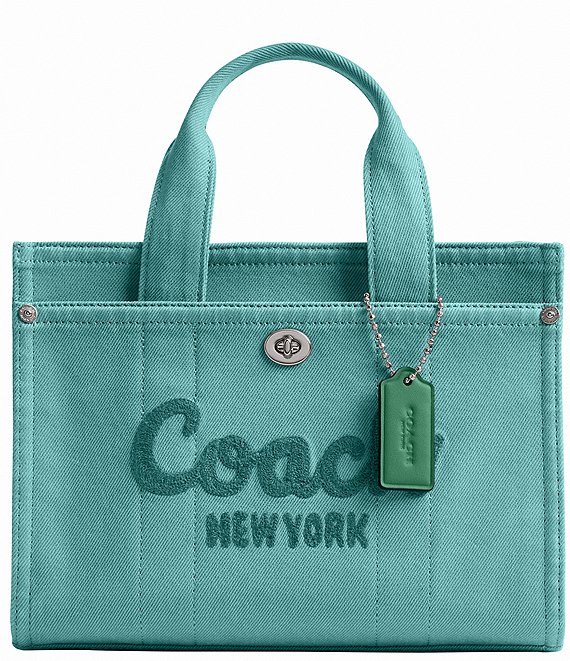 COACH Colored Denim Cargo 26 Tote Bag, Ivy - Image 1