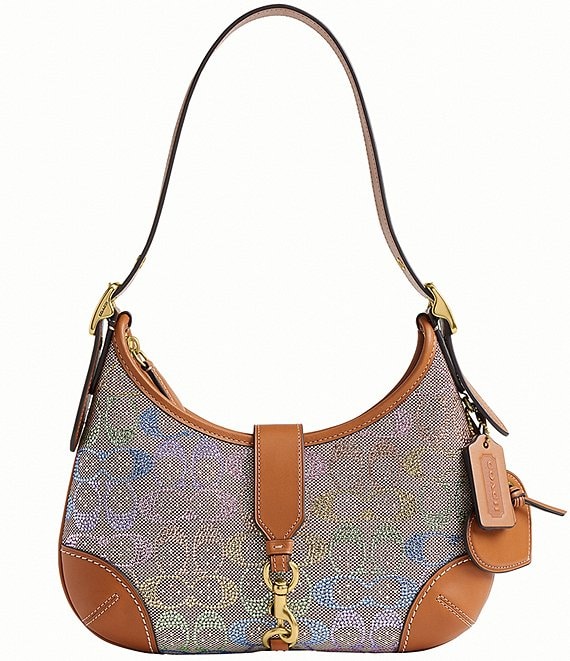 COACH Hamptons Crystal Signature Rainbow Jacquard Shoulder Bag, Rainbow Multi - Image 1