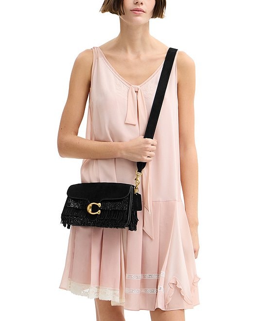 COACH Tabby 26 Beaded Fringe Suede Shoulder Bag | Dillard's