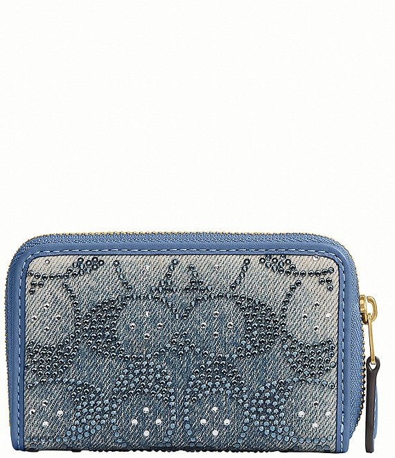 COACH Crystal Denim Essential Small Zip Around Card Case | Dillard's