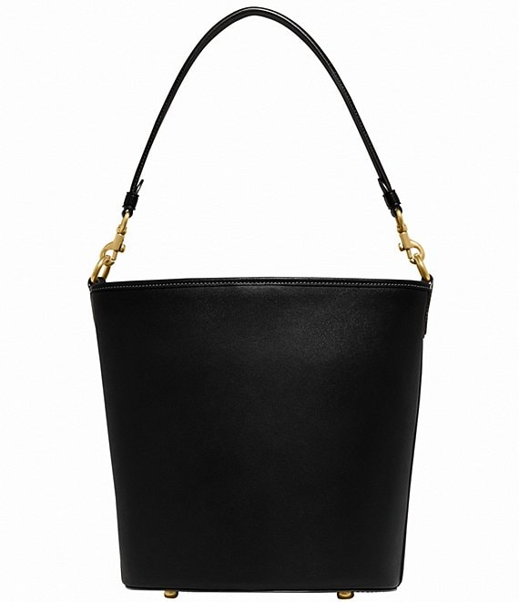 Color:Black - Image 1 - Dakota Glovetanned Leather Bucket Bag