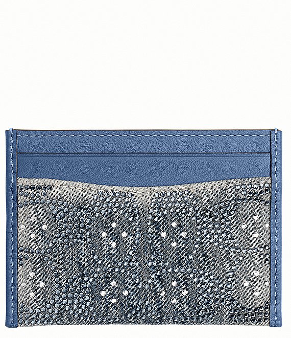 COACH Denim Crystal Signature Essential Card Case