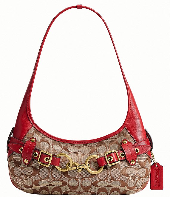 COACH Ergo Signature Logo Belted Canvas Shoulder Bag | Dillard's
