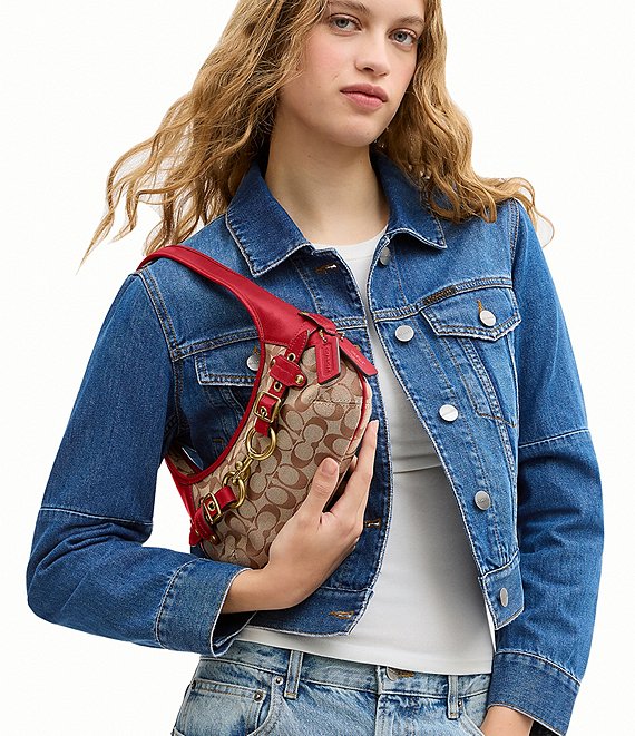 COACH Ergo Signature Logo Belted Canvas Shoulder Bag | Dillard's