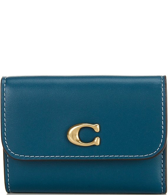 Coach soft walet bifold in outlet aqua new