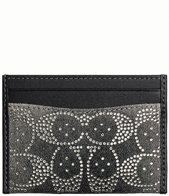 COACH Essential Crystal Signature Denim Card Case