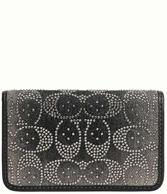 COACH Essential Slim Crystal Signature Denim Card Case