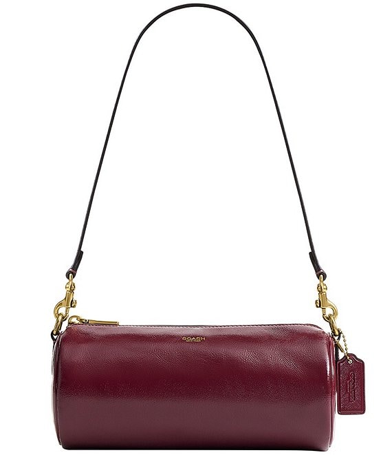 COACH Glazed Leather Barrel Shoulder Bag