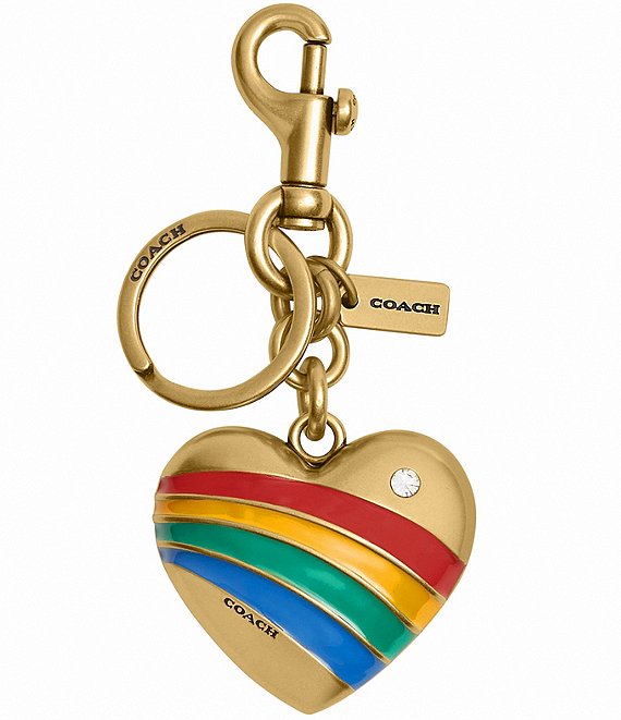 【コーチ箱・紙袋付き】 Coach Stripe Heart Charm CA049 COACH Heart Bag Charm | Dillard's