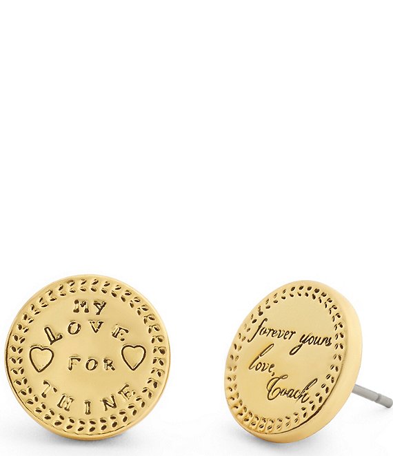 COACH Heritage Signature Coin Stud Earrings