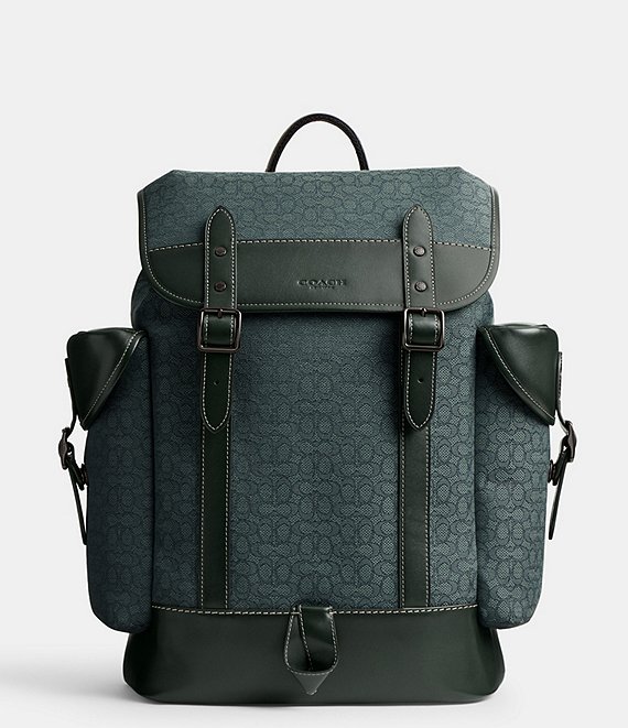 Color:Amazon Green - Image 1 - Hitch Signature Jacquard/Refined Calfskin Leather Backpack