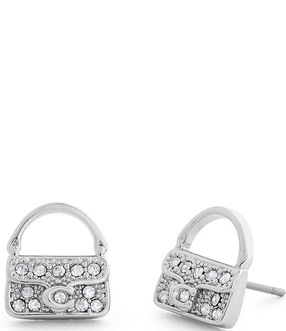 COACH Iconic Charms Pav Handbag Stud Earrings
