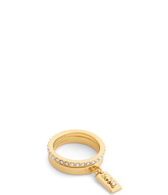 COACH Iconic Pearl Horse & Carriage Charm Duo Ring Set