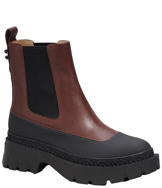 COACH Jayla Leather Lug Sole Chelsea Booties Dillard s