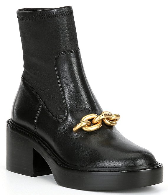 COACH Kenna Leather Chain Booties Dillard s