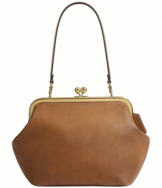 COACH Kisslock 27 Natural Grain Leather Frame Bag
