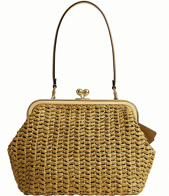 COACH Kisslock 27 Straw Frame Shoulder Bag
