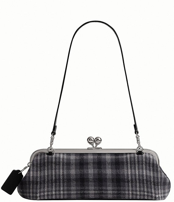 小物 COACH Signature Plaid Kisslock Wristlet COACH Kisslock 30 Plaid East West Frame Shoulder Bag | Dillard's