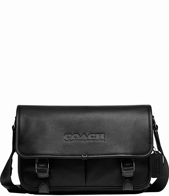 Coach Mens League Messenger Bag in Smooth Leather, Black