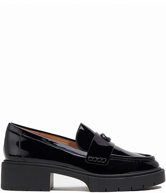 COACH Leah Patent Leather Signature Logo Platform Loafers | Dillard's