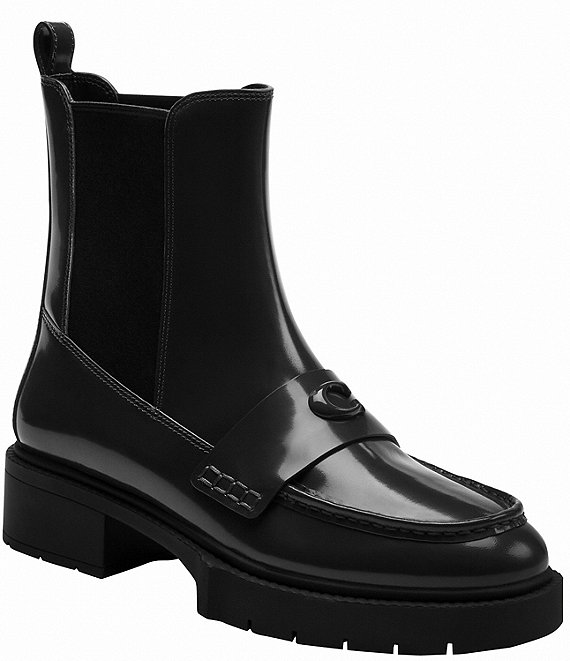 Coach Women s Louisa Black Leather Chelsea Boots Ankle Boots 6