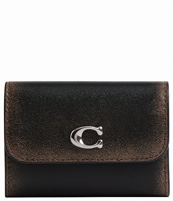 COACH Loved Leather Essential Card Case, Black Brown - Image 1