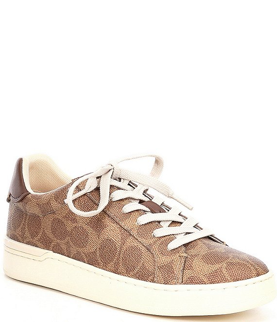 COACH Women's Lowline Logo Print Leather Lace-Up Sneakers | Dillard's