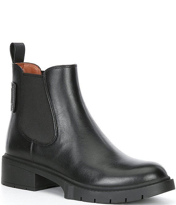 Color:Black - Image 1 - Lyden Leather Lug Sole Chelsea Booties