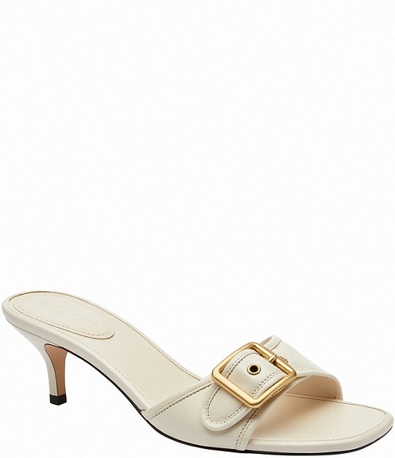 COACH Margot Leather Buckle Hardware Slide Sandals