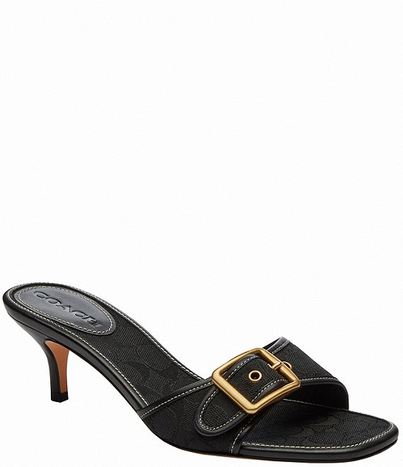 COACH Margot Signature Textile Jacquard Kitten Heel Sandals